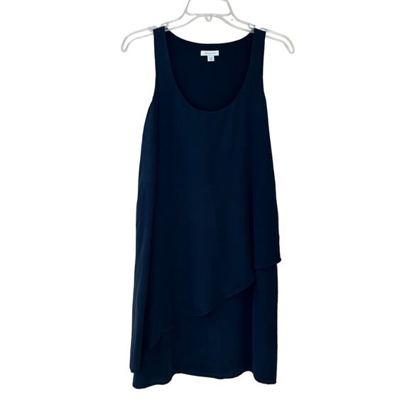 Garnet Hill 100% Silk Dress Sleeveless Tiered Shift Black 6 Minimalist Classic - Picture 1 of 10